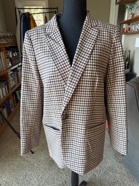 J. Crew Tan and Blue Checked Woman’s Blazer